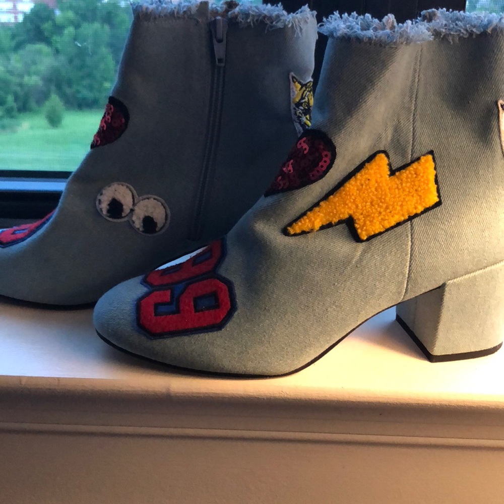 Denim Patchwork Booties - image 3